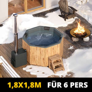 auf Lager - Badezuber für 6 Pers. 1,8×1,8m mit GFK Einsatz